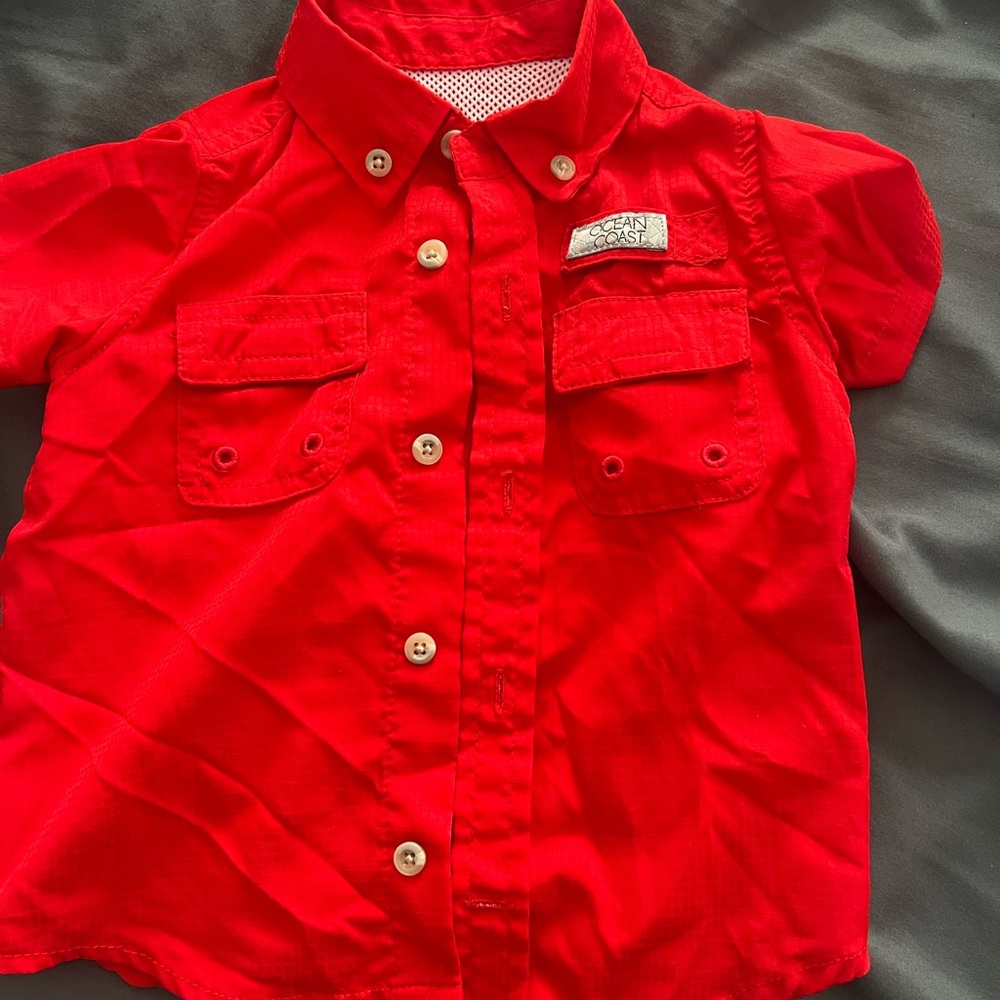 OP Red Button Down Shirt Casual Lightweight